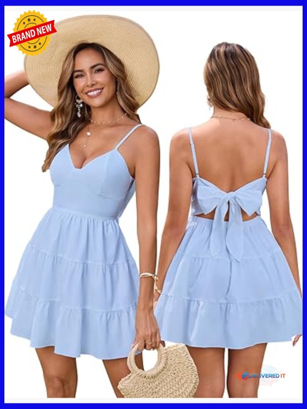 Women's Floral Mini Sundress V-Neck Backless Boho Beach Casual Dress